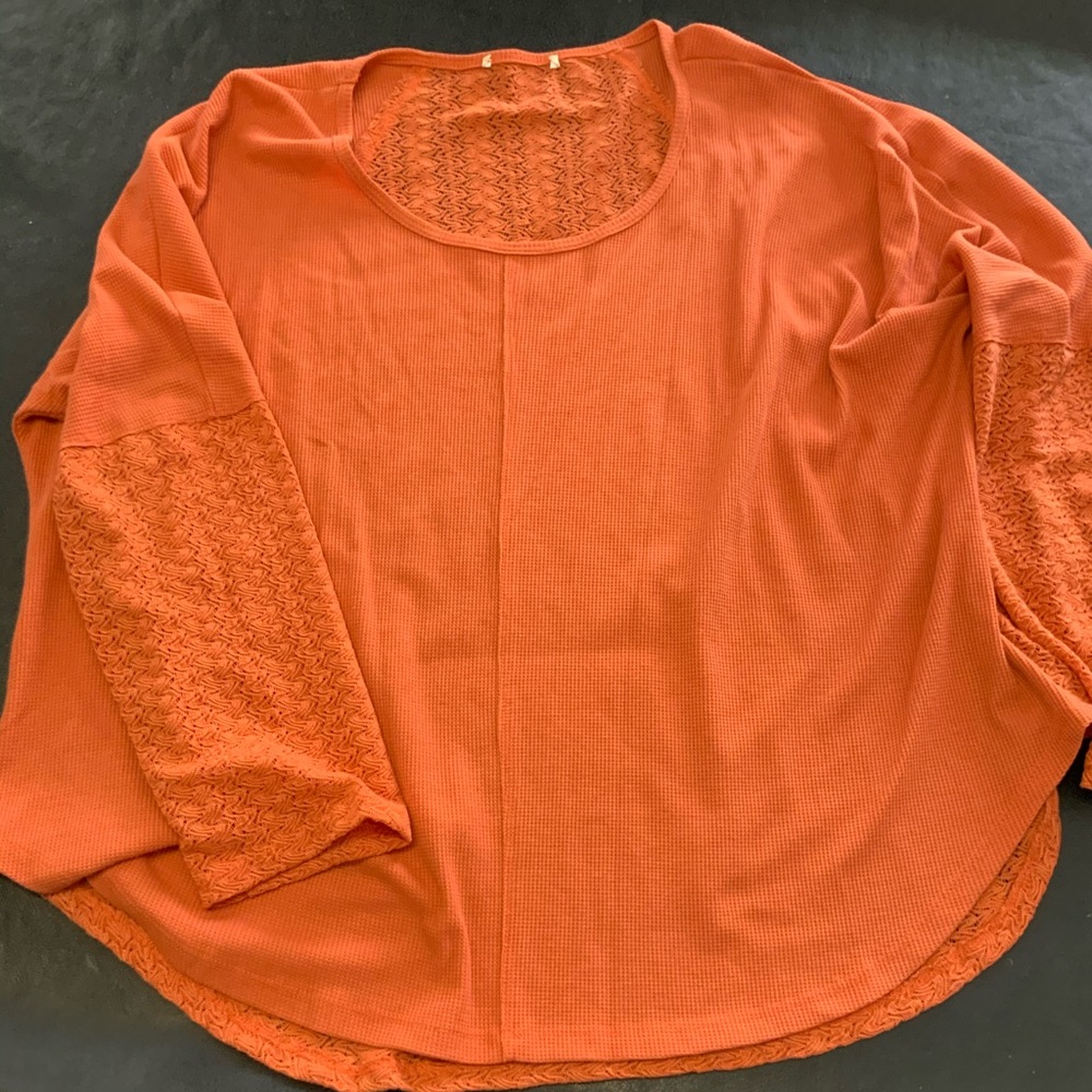 Terra & Sky 3/4 sleeve Tunic with lace insert back